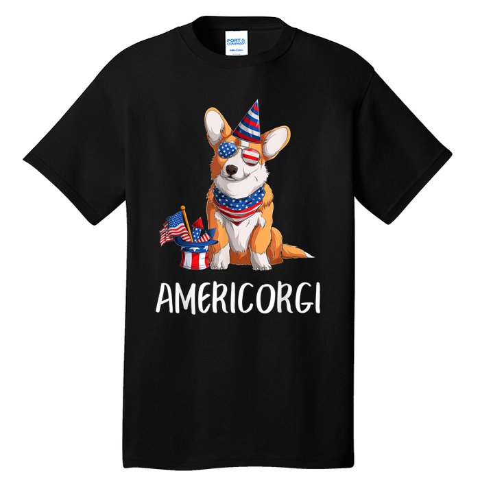 Americorgi 4Th Of July Independence Day Corgi Lovers Tall T-Shirt