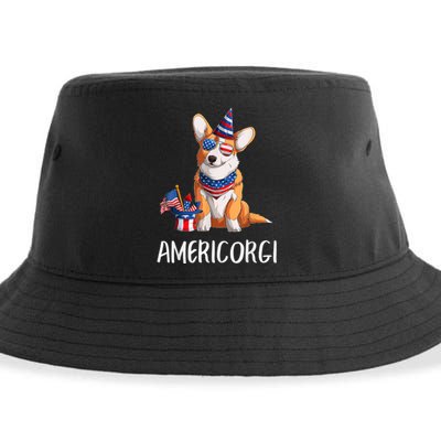 Americorgi 4Th Of July Independence Day Corgi Lovers Sustainable Bucket Hat