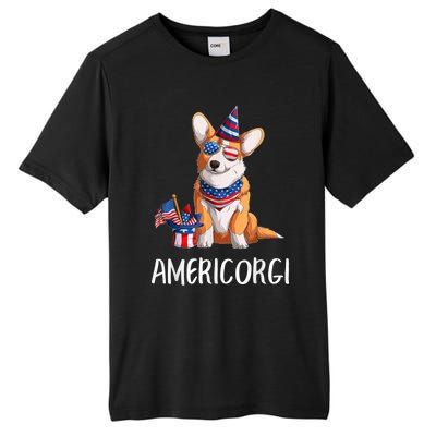 Americorgi 4Th Of July Independence Day Corgi Lovers Tall Fusion ChromaSoft Performance T-Shirt