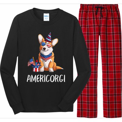 Americorgi 4Th Of July Independence Day Corgi Lovers Long Sleeve Pajama Set