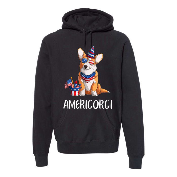 Americorgi 4Th Of July Independence Day Corgi Lovers Premium Hoodie