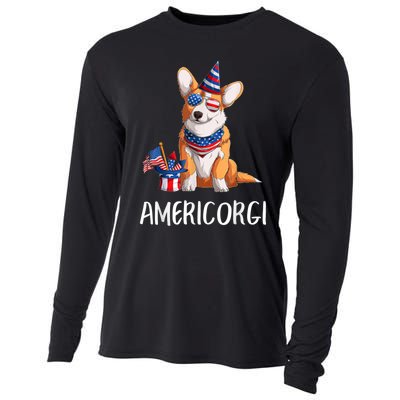 Americorgi 4Th Of July Independence Day Corgi Lovers Cooling Performance Long Sleeve Crew