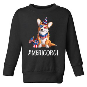 Americorgi 4Th Of July Independence Day Corgi Lovers Toddler Sweatshirt