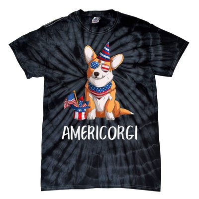 Americorgi 4Th Of July Independence Day Corgi Lovers Tie-Dye T-Shirt