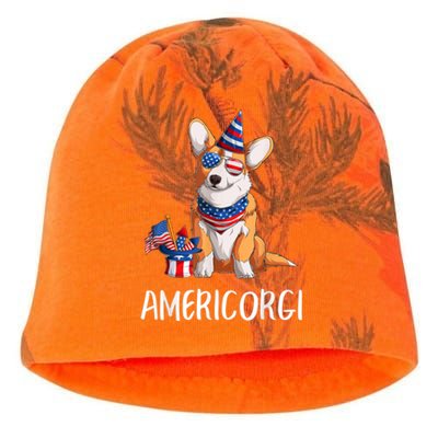 Americorgi 4Th Of July Independence Day Corgi Lovers Kati - Camo Knit Beanie