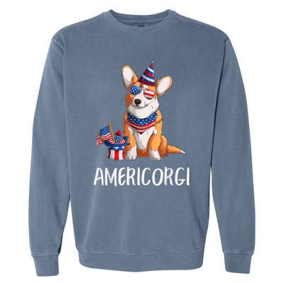 Americorgi 4Th Of July Independence Day Corgi Lovers Garment-Dyed Sweatshirt