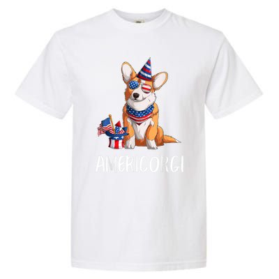 Americorgi 4Th Of July Independence Day Corgi Lovers Garment-Dyed Heavyweight T-Shirt