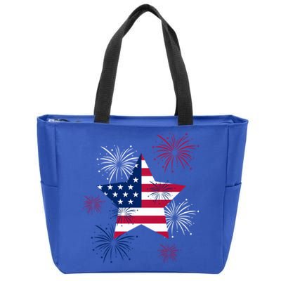 American 4th Of July Independence Day Fireworks Us Flag Great Gift Zip Tote Bag