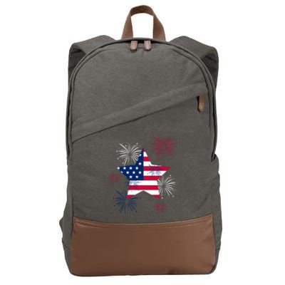 American 4th Of July Independence Day Fireworks Us Flag Great Gift Cotton Canvas Backpack