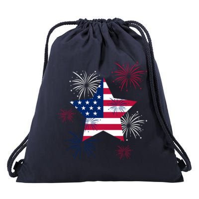 American 4th Of July Independence Day Fireworks Us Flag Great Gift Drawstring Bag