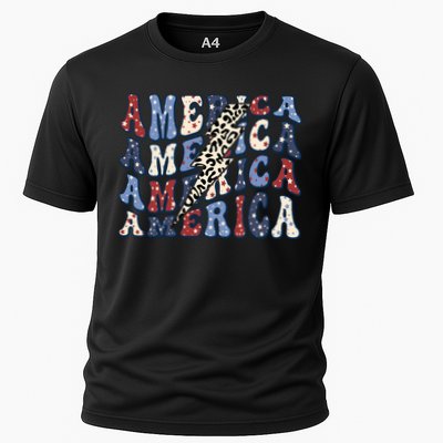 America 4th Of July Lightning Bolt Vintage Groovy Performance Shirt