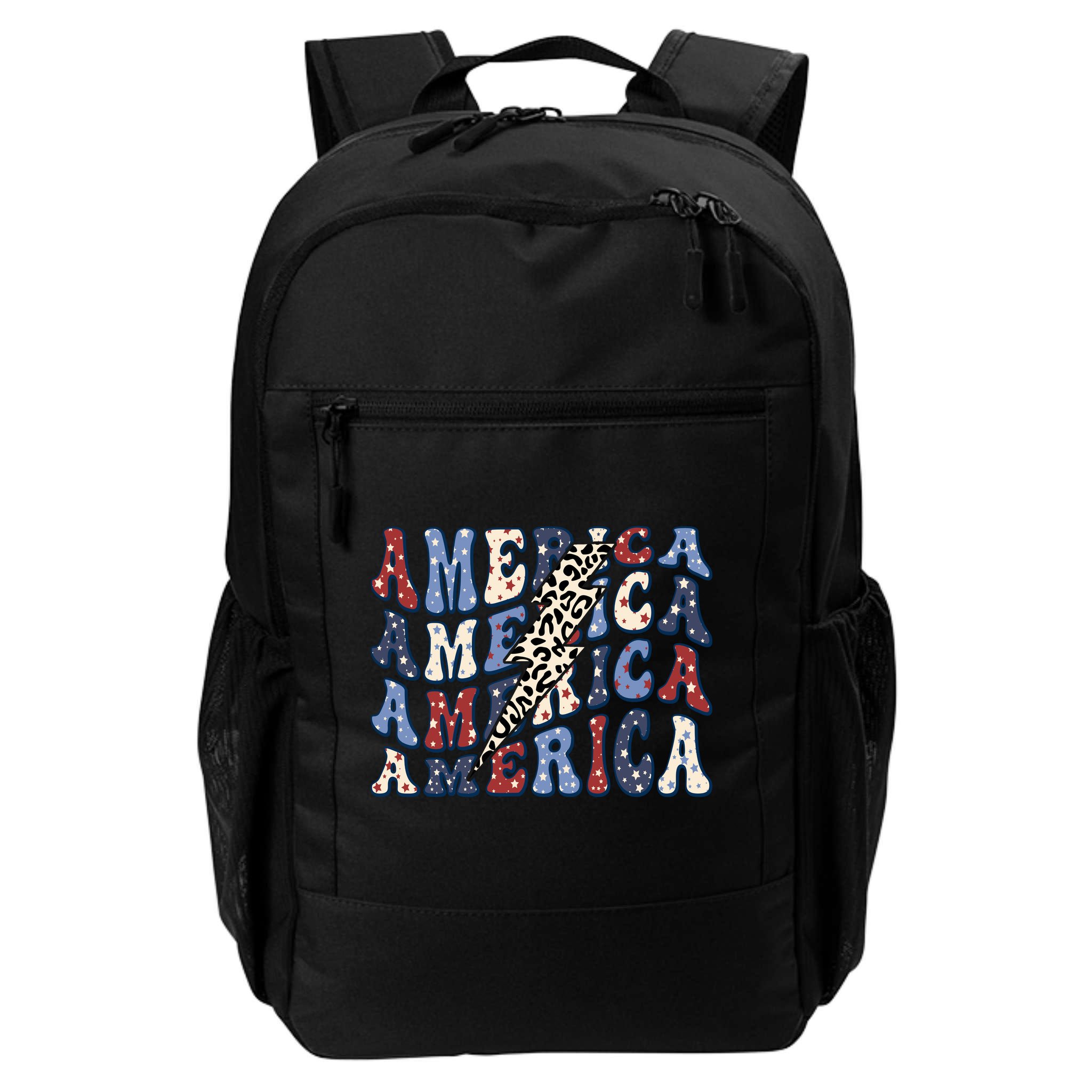 America 4th Of July Lightning Bolt Vintage Groovy Backpack