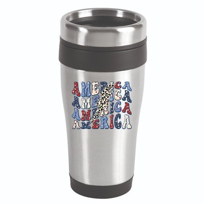 America 4th Of July Lightning Bolt Vintage Groovy 16oz Travel Tumbler