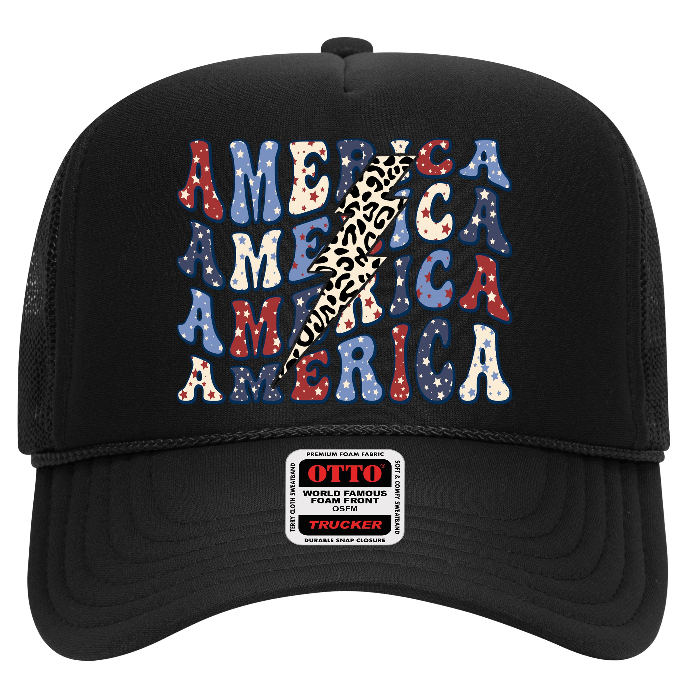 America 4th Of July Lightning Bolt Vintage Groovy Hat