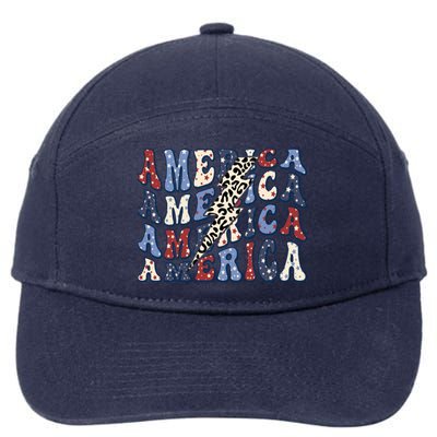 America 4th Of July Lightning Bolt Vintage Groovy 7-Panel Snapback Hat