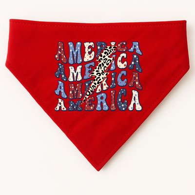 America 4th Of July Lightning Bolt Vintage Groovy USA-Made Doggie Bandana