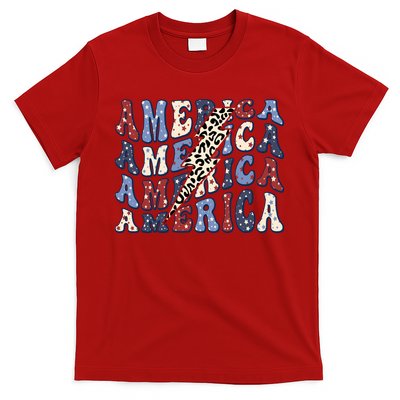 America 4th Of July Lightning Bolt Vintage Groovy T-Shirt