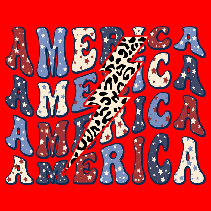 America 4th Of July Lightning Bolt Vintage Groovy T-Shirt