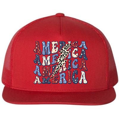America 4th Of July Lightning Bolt Vintage Groovy Flatbill Hat
