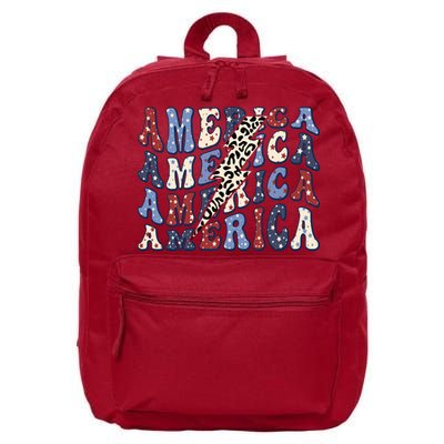 America 4th Of July Lightning Bolt Vintage Groovy 16 in Basic Backpack