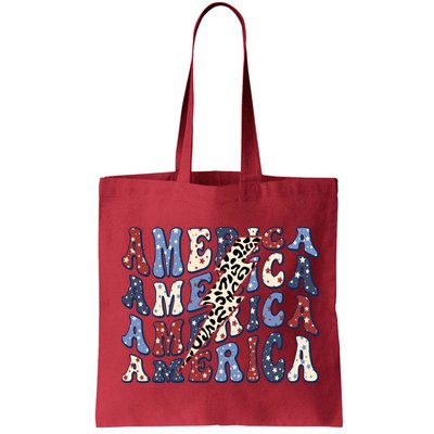 America 4th Of July Lightning Bolt Vintage Groovy Bag