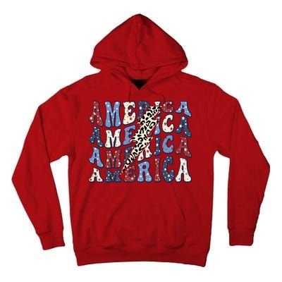 America 4th Of July Lightning Bolt Vintage Groovy Tall Hoodie