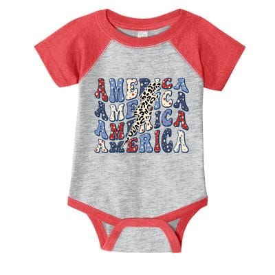 America 4th Of July Lightning Bolt Vintage Groovy Infant Baby Jersey Bodysuit