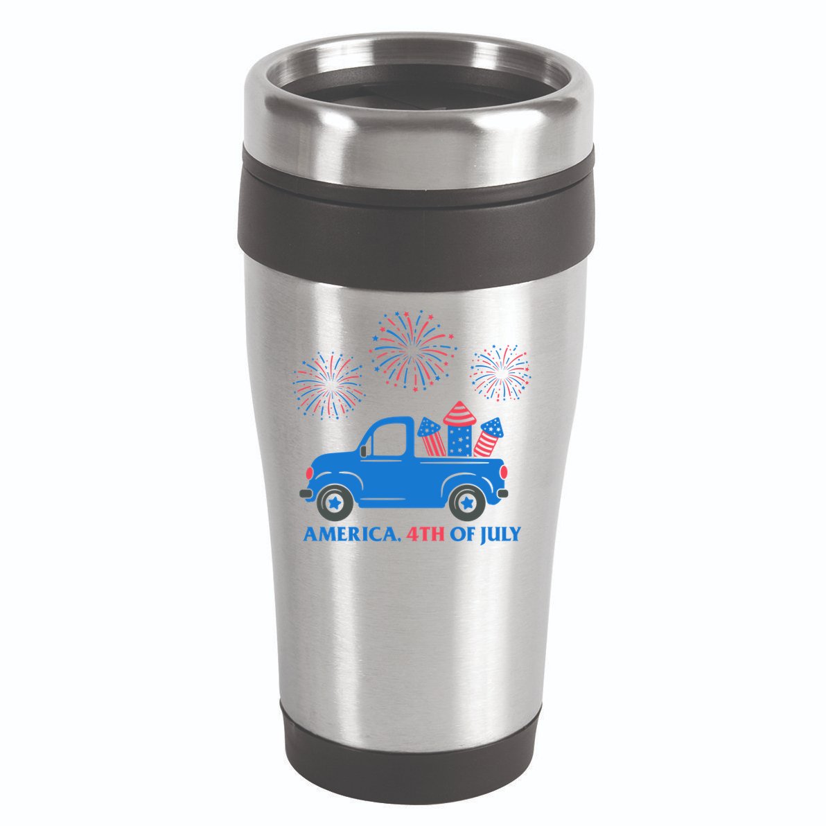 America 4th Of July Firework Truck 16oz Travel Tumbler