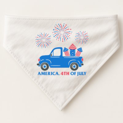 America 4th Of July Firework Truck USA-Made Doggie Bandana