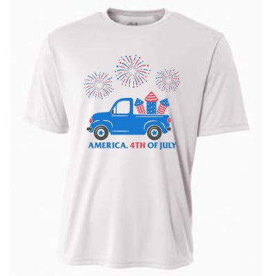 America 4th Of July Firework Truck Cooling Performance Crew T-Shirt