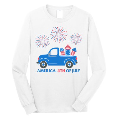 America 4th Of July Firework Truck Long Sleeve Shirt