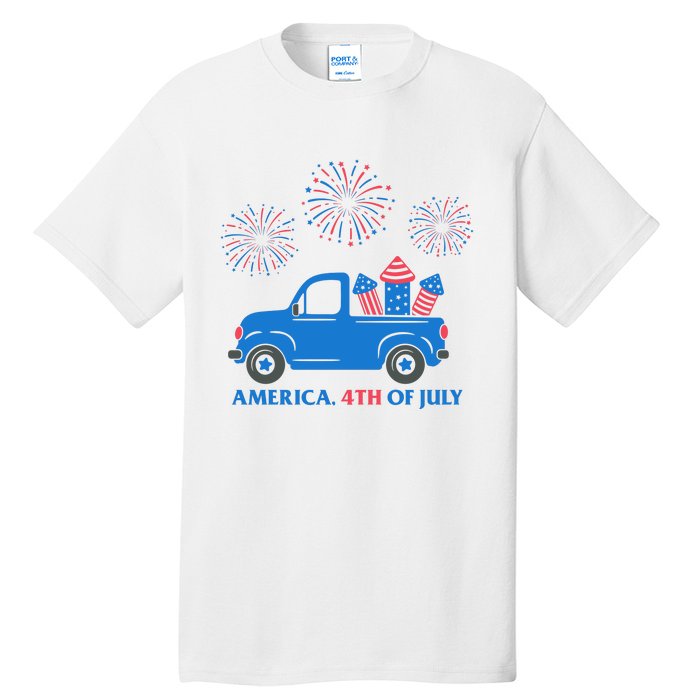 America 4th Of July Firework Truck Tall T-Shirt