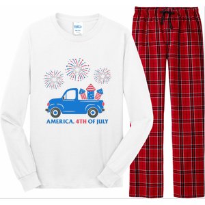 America 4th Of July Firework Truck Long Sleeve Pajama Set