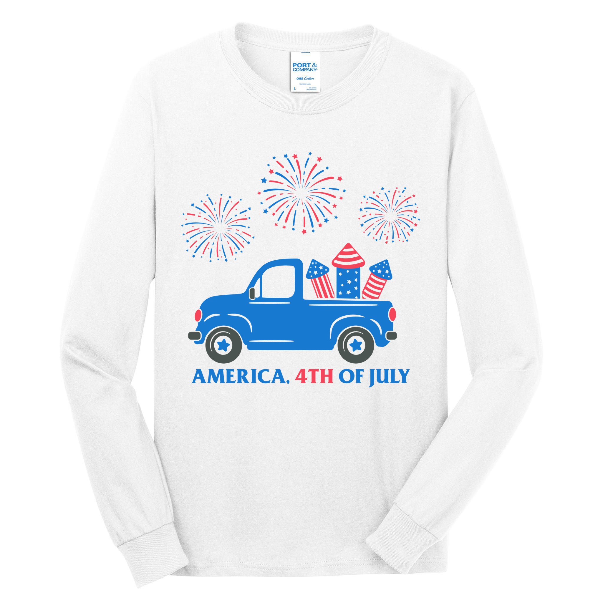 America 4th Of July Firework Truck Tall Long Sleeve T-Shirt