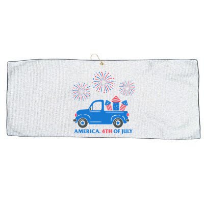 America 4th Of July Firework Truck Large Microfiber Waffle Golf Towel