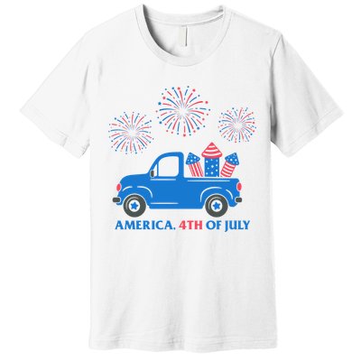 America 4th Of July Firework Truck Premium T-Shirt
