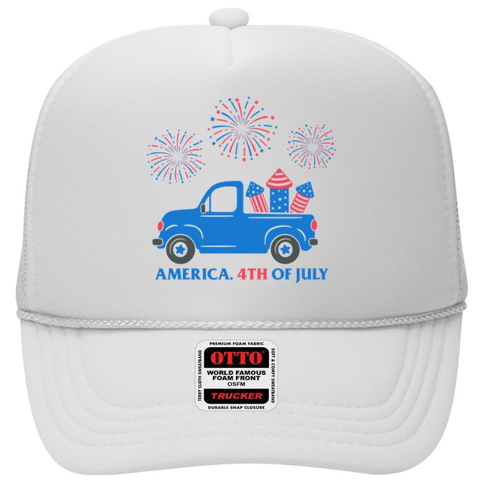 America 4th Of July Firework Truck Trucker Hat