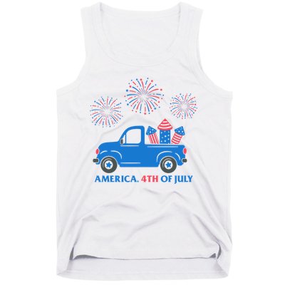 America 4th Of July Firework Truck Tank Top