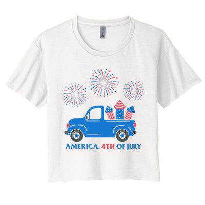 America 4th Of July Firework Truck Crop Top