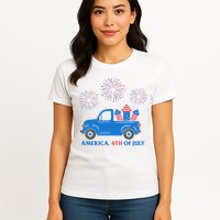 America 4th Of July Firework Truck Womens T-Shirt
