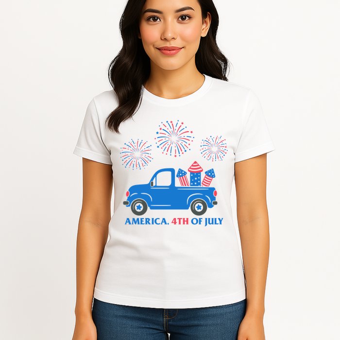 America 4th Of July Firework Truck Womens T-Shirt