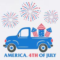 America 4th Of July Firework Truck Womens T-Shirt