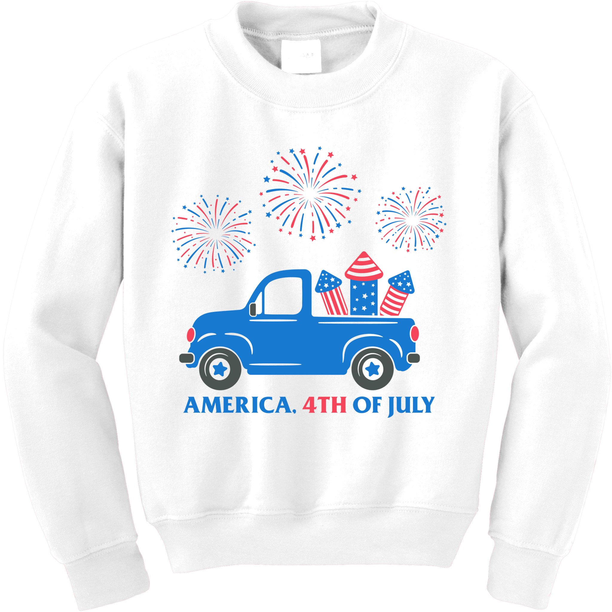 America 4th Of July Firework Truck Kids Sweatshirt