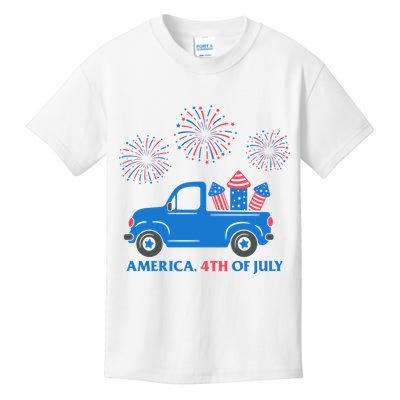America 4th Of July Firework Truck Kids T-Shirt