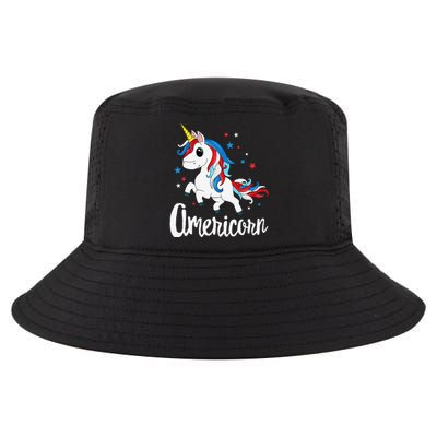 Americorn 4th of July Unicorn American Patriotic Cool Comfort Performance Bucket Hat