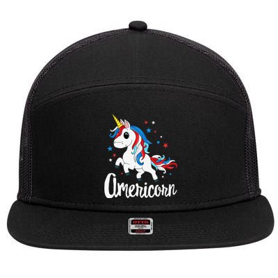 Americorn 4th of July Unicorn American Patriotic 7 Panel Mesh Trucker Snapback Hat