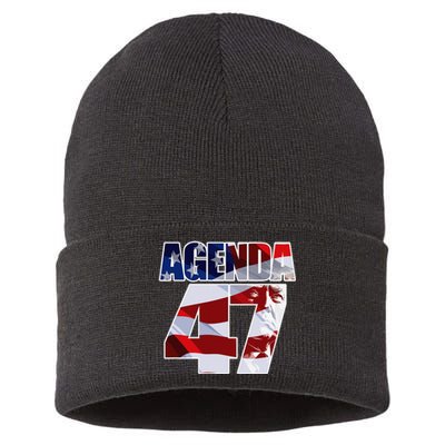 Agenda 47 Patriotic Trump ReElection Campaign Design Sustainable Knit Beanie