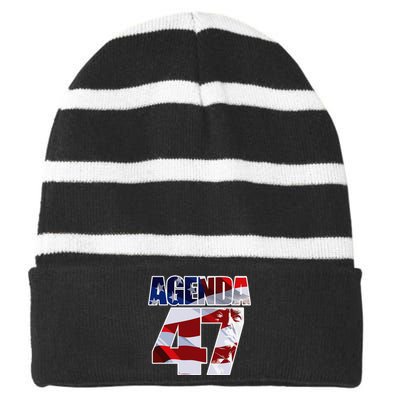 Agenda 47 Patriotic Trump ReElection Campaign Design Striped Beanie with Solid Band