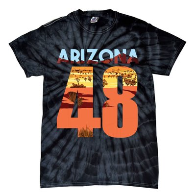 Arizona 48th State Souvenir Arizona 48 Cactus Tie-Dye T-Shirt