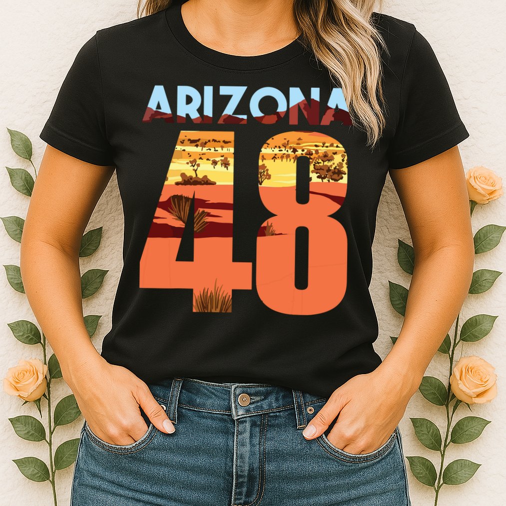 Arizona 48th State Souvenir Arizona 48 Cactus Womens T-Shirt